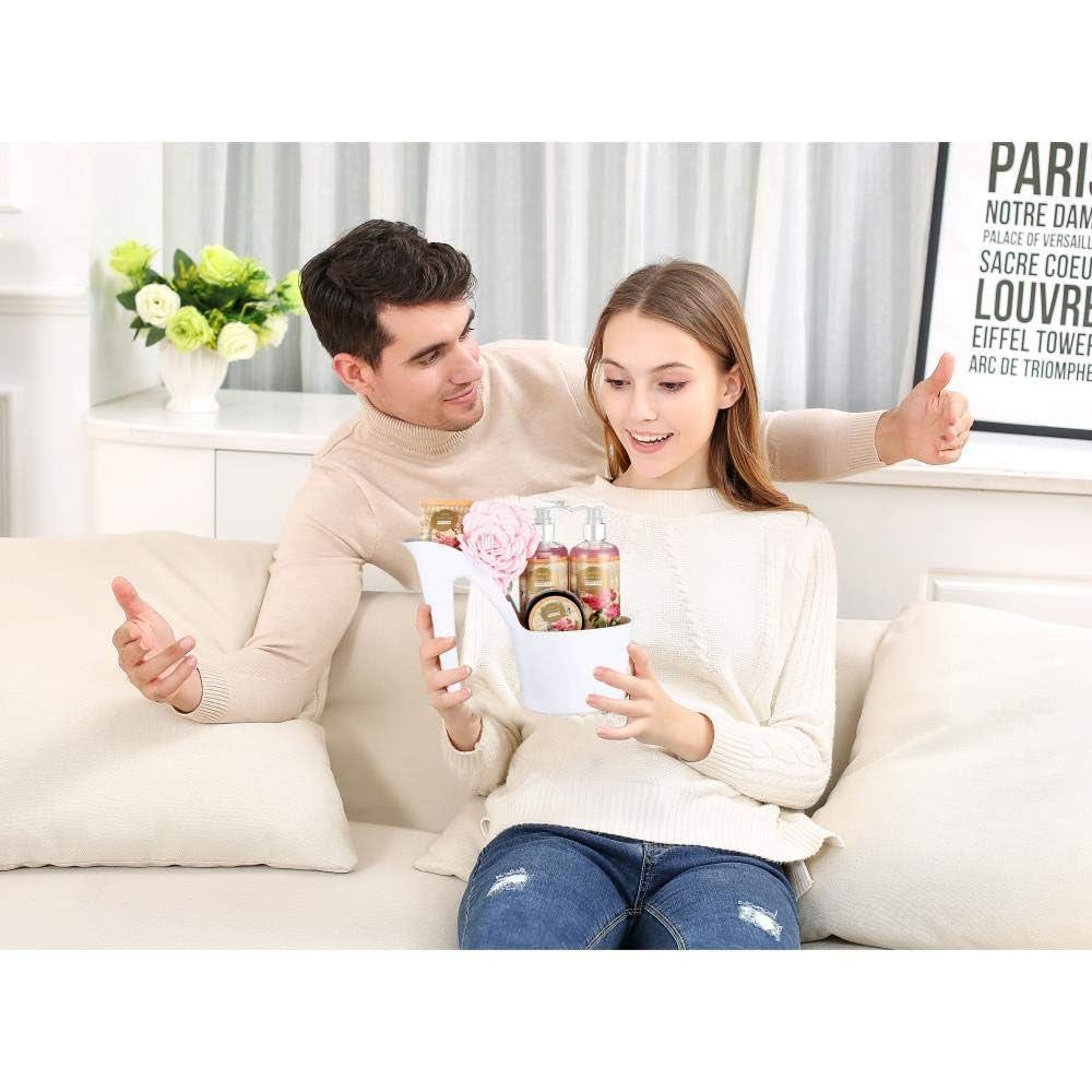 Bath and Body Gift Set - 8 Pcs Luxury Rose Scented Heel Shoe Spa Gift Set for Women - Shower Gel, Bubble Bath, Body Butter, Body Lotion & More - Christmas Gifts for Women, Gift for Mom -